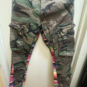 MNML Kids Camouflage Cargo Pants with Multicolor Stripes
